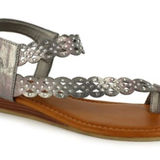 Daisy Fuentes ⭐️  Gisele Silver Summer Sandal Silver‎ Metallic Strappy Womens 11 Photo 0