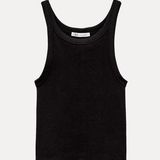 ZARA Ribbed Halter Tank Top in Black Photo 0