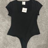 Lo+Wilden NWT Black Square Neck Bodysuit  Photo 0