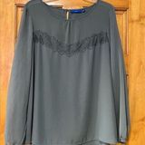 Apt. 9 Women’s Gray Long Sleeve Blouse With Lace Photo 0