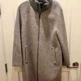 Theory Heather Gray Wool Long Trench Coat | S Photo 0