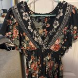 Angie Floral V-Neck Shirt Baby Doll Women’s Medium Photo 0