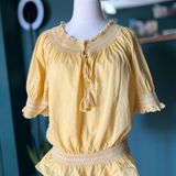 Tory Burch Yellow Cotton Boho Tassel Blouse Photo 0