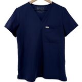 FIGS Catarina One-Pocket Scrub Top Shirt Navy Blue Women XS V-Neck Nurse FW1000 Photo 0