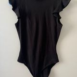 Pink Lily  Black Ruffle Sleeve Bodysuit Photo 0