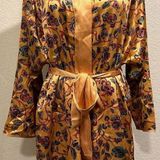 Cacique Lingerie Vintage Gold Floral Robe Photo 0