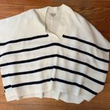 Loft  Blue and White Striped Poncho Shirt Photo 0
