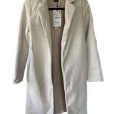 ZARA  NWT Women's Longline Midi Ivory Madam Open Coat Jacket Side Pockets S Photo 0