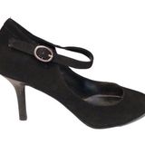 Impo  MaryJane Style Tawny 3.5 inch Black Faux Suede Patent Leather Heels Size 10 Photo 0