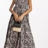 ASOS NWT DESIGN cotton pleat bust midi babydoll sundress in animal print Size 8 Photo 0