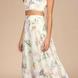 Lulus  Sweet At Heart White Floral Embroidered Two-Piece Midi Dress Photo 0