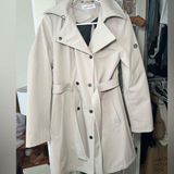 Calvin Klein Women's Double Breasted and Belted Cream Trench Coat Photo 0
