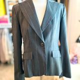 Loft Charcoal Pinstripe Blazer Size 4 Photo 0