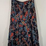 Club Monaco Women's Multicolor Floral Silk Broomstick Midi Skirt Size 6 Photo 0