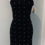 Nightway Vintage 80s Night Way Velvet Pearl Rhinestone Mini Dress Photo 0