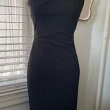 David Meister  Black Asymmetrical Hem Neckline Dress Size 2 Sleeveless Cocktail Photo 0