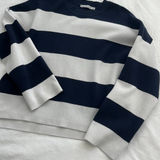Abercrombie & Fitch Navy and White Striped Sweater Long Sleeve Shirt Photo 0