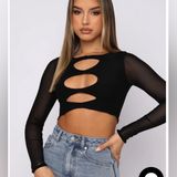 White Fox Boutique  Real Thing long sleeves crop SZ M Photo 0