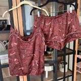 Anthropologie Midnight Bakery pajamas set tank top shorts western rust cowgirl hat boots satin Photo 0