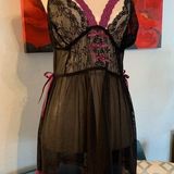 Adore Me New NWT  Women's Lingerie Lace Mesh Babydoll Black L Large Photo 0