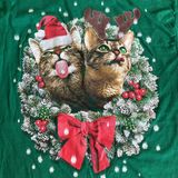 Holiday Time Christmas Holiday Cats Short Sleeve T Shirt Unisex Funny Tacky Ugly Christmas Photo 0