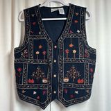 Bobbie & Brooks Y2K Vintage Embroidered Floral Vest M Bobbie Brooks Corduroy Embroidered Fall Photo 0