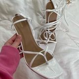 Pretty Little Thing White Strap Heels Photo 0