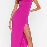 Nasty Gal Pink High Slit Formal Dress Photo 0