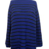 New Direction Oversized High Neck Knit Sweater Blue & Black Striped Mod Style x s Photo 0