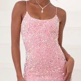 Lucy in the Sky Pink Sparkly Bodycon Dress BRAND NEW Photo 0