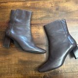 Nine West  Brown Leather Ankle Booties Women’s 7.5 Photo 0