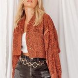 Agp apparel Crop Leopard Print Denim Jacket  Photo 0