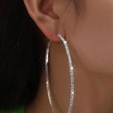 SheIn NWT Silver Rhinestone Fashion Hoop Earrings Photo 0