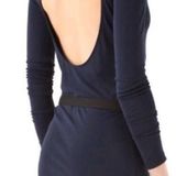 Haute Hippie Long Sleeve Backless Jersey Navy Blue Dress Photo 0