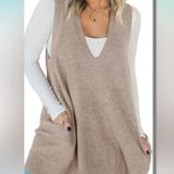 Zanzea White oversized sweater vest with pockets Photo 0