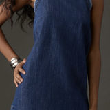 Anthropologie Pilcro Denim Halter Mini Dress, Size L Photo 0