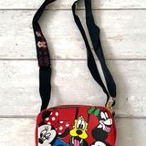 Disney Mickey Mouse Crossbody Bag Purse Red Zipper Close Adj Strap 6x4in NEW Photo 0