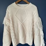 Sugar Lips Bowman Fringe Sleeve Cable Knit Sweater / Coastal Cowgirl / Boho Photo 0