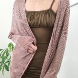 Ginger G Red Tan Knit Open Duster Cardigan Sweater Top Photo 0