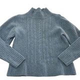 Orvis Charles F  Sweater Womens Medium Blue Mock Neck Cable Knit Wool Blend Photo 0