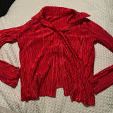 Target  long sleeve red ribbed button up top  Photo 0