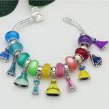 Disney Sterling Silver Glass & Charm Princess Dresses Bracelet Photo 0
