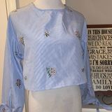 Bleuh Ciel  cropped open back shirt, Small Photo 0