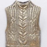 ZARA Good Metallic Cable Knit Sweater Vest Photo 0