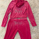 Juicy Couture  Velour Tracksuit Pink Hoodie Pants Rhinestone Logo Size M NWOT Photo 0