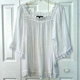 Zac and Rachel Bohemian Linen Feel Flowy Top Crochet Nevkline Hem Sleeve 2X Photo 0