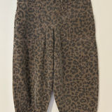 Entro Wide Barrel Leg Jogger Animal Cheetah Print Brown Black Tie Waist Pant M Photo 0