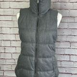 Old Navy Herringbone Heather Gray Fleece Lined Puffer Vest. Like new. Fleece lined pockets. Collar can be worn up or down. Very warm.  24.5” long 17.5” bust approximately Photo 0