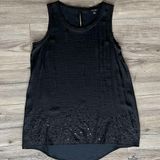 Vera Wang Tank Top Satin Sequins Small Photo 0
