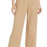 Treasure & Bond Linen Blend Pants in Tan/Black Ballard Stripe Size L Photo 0